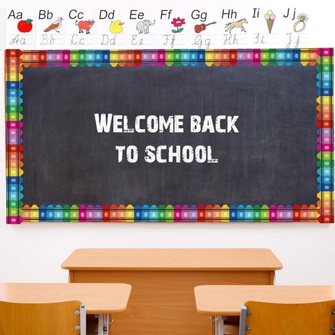 1 Roll/ 32.8 Feet Crayon Borders for Bulletin Board Art Bulletin Board Borders Rainbow Crayon Border Trim Crayon Classroom Decoration for Chalkboard School Office Door in Saudi Arabia