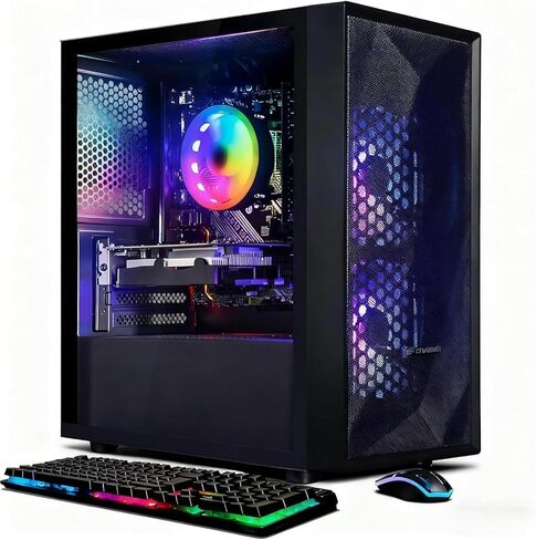 STGAubron Gaming PC Desktop Computer, AMD Ryzen 5 5500 up to 4.2GHz, GeForce RTX 3050 6G, 16GB DDR4, 1TB SSD, WiFi 6, BT 5.2, RGB Fan x 6, Windows 11 Home,White in Saudi Arabia