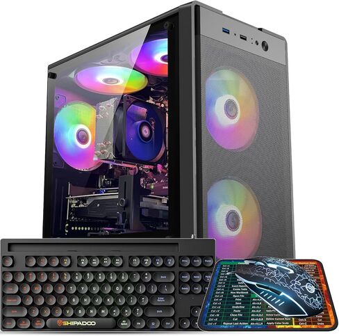 كمبيوتر مكتبي للألعاب، Radeon RX 560 4G، Intel Core i5 حتى 3.6 جيجا هرتز، 16 جيجا GDDR3، 512 جيجا SSD، WiFi 6، RGB Fan x 5، Windows 11 Home in Kuwait