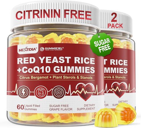Red Leant Rice Gummies 2400mg مع CoQ10 ، مكملات CHṏlesterṏ Free المتوازنة بالإضافة إلى برغموت الحمضيات ، الدعم الستيرولز والستانولز النباتي ، صحة Vḁsculḁr ، الطاقة ، المناعة لمدة 50+، نباتي ، 60 CTS in Saudi Arabia
