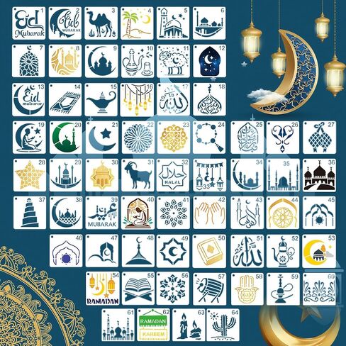 72 قطعة من استنسل الزهور للرسم، استنسل فراشات بلاستيكية مقاس 3 بوصات للحرف اليدوية قابلة لإعادة الاستخدام، قوالب رسم صغيرة للرسم على جدران ورقية من القماش الخشبي in Kuwait