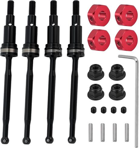 #45 مجموعة أعمدة محرك أمامية سميكة من الصلب CVD لأجزاء ترقية Arrma 1/14 Typhon Grom 1/18 Granite Grom، استبدال #ARA311178#ARA311179#ARA311180 (أسود) in Saudi Arabia