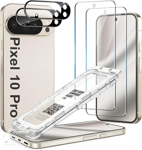 عبوتان من واقي الشاشة الزجاجي المقوى لهاتف Pixel 10 Pro XL مقاس 6.8 بوصات مع واقيين لعدسات الكاميرا - إزالة الغبار تلقائيًا، خالية من الفقاعات، شفافة عالية الدقة، سهلة التركيب، غير مخصصة لهاتف Pixel 10 Pro/ 10 in Saudi Arabia