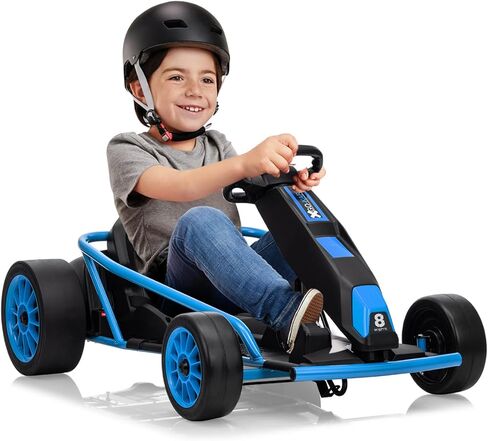 24V Go Kart for Kids 8-12 Years, 300W*2 Extra Powerful Motors, 9Ah Large Battery 8.1MPH High Speed Drifting with Music, Horn,Max Load 155lbs Outdoor Ride On Toy for Teens (Blue) in Saudi Arabia