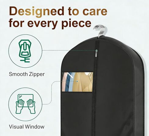 KEETDY 65" Long Garment Bags for Travel 4" Gusseted Dress Bag for Hanging Clothes Cover 3 Packs Clothing Protector for Closet Storage for Gowns, Coats, Black in Kuwait