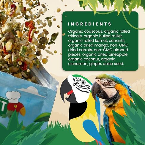 Bird Street Bistro Parrot Food - طعام الببغاء - يُطهى في 3-15 دقيقة مع الحبوب الطبيعية والبقوليات والفواكه غير المعدلة وراثيًا والخضروات والتوابل الصحية. in Kuwait
