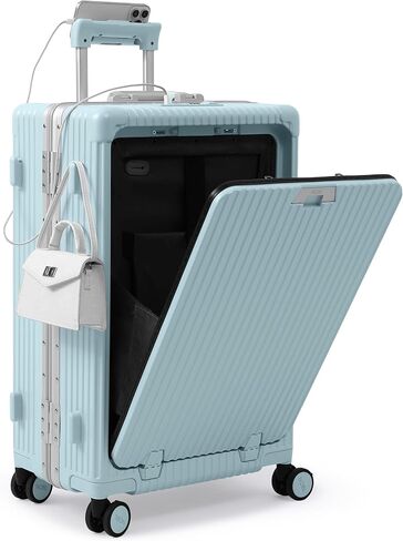 Nobl Travel Zipperless Check In Suitcase - Aluminum Frame, Medium Check In luggage 27x17.5x10.4 Airline Approved by Noble Travel - Polycarbonate Shell - TSA Locks, 360° Spinner Wheels - Midnight Blue in Saudi Arabia