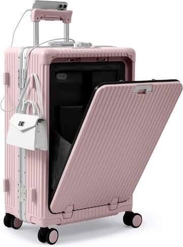 Nobl Travel Zipperless Check In Suitcase - Aluminum Frame, Medium Check In luggage 27x17.5x10.4 Airline Approved by Noble Travel - Polycarbonate Shell - TSA Locks, 360° Spinner Wheels - Midnight Blue in Saudi Arabia