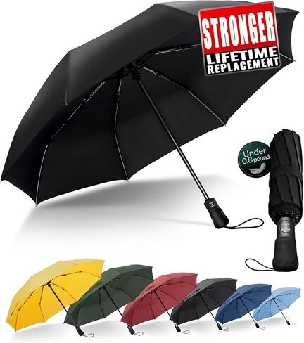 Travel Compact Umbrella Windproof - Portable Automatic for Rain, Folding Umbrella for Men and Women, Portable 210T Fabric in Saudi Arabia