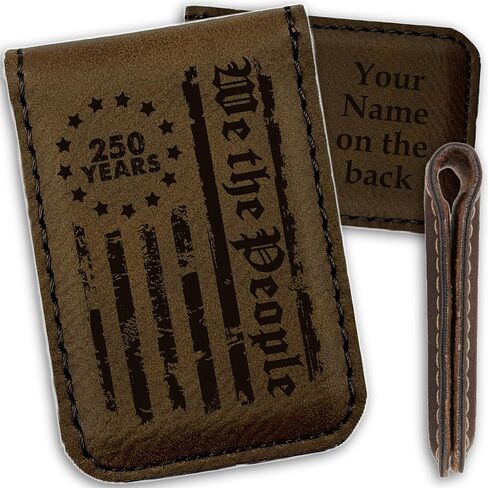 Personalized Faux Leather Money Clip for Men | Monogram Laser Engraved Slim Magnetic Money Clip Wallet Cash Holder for Credit Cards, Notes | Custom Father's Day Gifts for Dad, Husband, Boyfriend in Saudi Arabia
