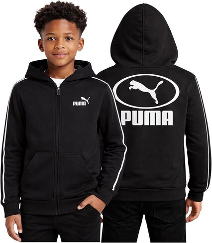 PUMA BOYS ZIP UP HODEIE - أداء مريح Fleece Kids up up Hoodie للأولاد - قميص من النوع الثقيل الرياضي للرياضة والارتداء اليومي in Saudi Arabia