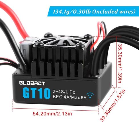 GLOBACT GT10 120A بدون مستشعر ESC 2-4S Lipo مقاوم للماء مدمج بتقنية البلوتوث وحدة تحكم إلكترونية في السرعة لـ Traxxas Arrma Big Rock LOSI 1/10 RC ترقيات الشاحنة in Saudi Arabia