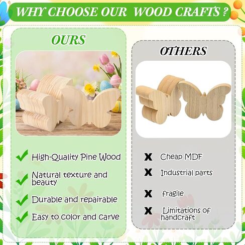 Novabright 4 Pcs Large Wooden Easter Egg Cutouts Unfinished Easter Egg Shaped Table Wooden Signs Craft Tags and Wood Slice Ornament for Spring Home Decor Classroom DIY Art Craft Party Supplies in Saudi Arabia