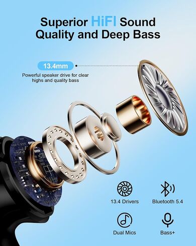 سماعات أذن لاسلكية بلوتوث 5.4، سماعات أذن iPhone 17 16 15 14 13 Pro Max لاسلكية بلوتوث، سماعات رأس بخاصية إلغاء الضوضاء، سماعات أذن داخل الأذن لهواتف Samsung Apple Air pods ipad Andriod وهواتف رياضية in Kuwait
