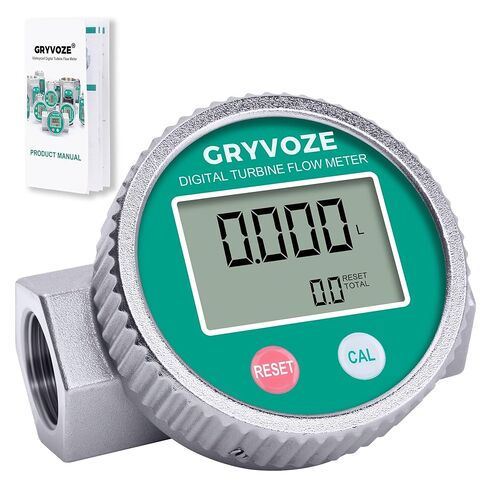 1 Inch Digital Diesel Fuel Flow Meter with 3/4 Inch Adapters, EMI Protection, Waterproof, 2.4-26.4 GPM Inline NPT Thread Fuel Meter for Gasoline, Gas Oil, Water, and Other Liquids. in Saudi Arabia
