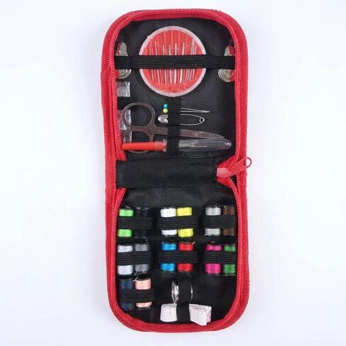 Portable Sewing Kit for Adults, Travel & Emergency Sewing Supplies, Compact Organizer with Thread, Needles, Scissors, Buttons – DIY Repair Essentials (Red, S) in Saudi Arabia