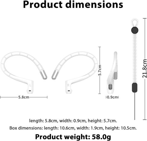 خطافات أذن سلكية من Adhiper لأجهزة Airpods Pro 1 و2 وAirpods 4 و3 Gen [حبل إضافي مضاد للفقد ومجموعة تنظيف 3 في 1]، إكسسوارات رياضية مضادة للانزلاق لسماعات الأذن من سلسلة Airpods - أبيض in Kuwait