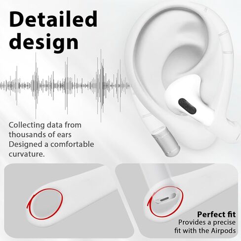 خطافات أذن سلكية من Adhiper لأجهزة Airpods Pro 1 و2 وAirpods 4 و3 Gen [حبل إضافي مضاد للفقد ومجموعة تنظيف 3 في 1]، إكسسوارات رياضية مضادة للانزلاق لسماعات الأذن من سلسلة Airpods - أبيض in Kuwait