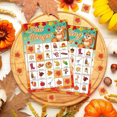 لعبة Fall Bingo 24 لاعبًا، بطاقات بنغو الخريف، ألعاب حفلات عيد الشكر للأطفال والكبار، نشاط عائلي، لعبة حصاد البنغو الخريفية، هدايا الحفلات، اللوازم المدرسية للفصل الدراسي in Saudi Arabia