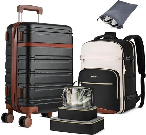 YAMTION Luggage Sets 6 Piece,Hardside 20In Suitcase with Spinner Wheels,TSA Lock,Carry On Suitcase Travel Essentials for Personal Items in Saudi Arabia