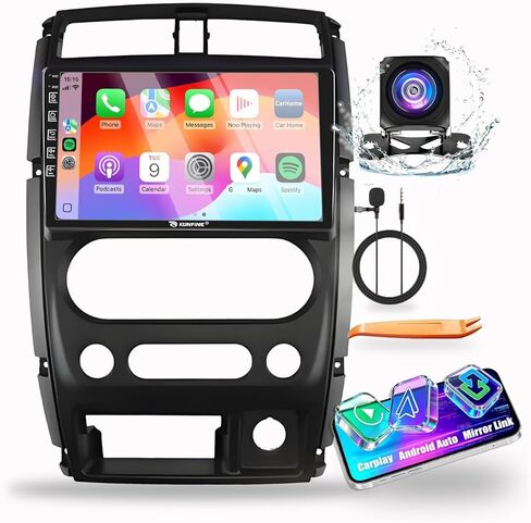 Kunfine Car CarPlay Android Auto Navigation Stereo GPS Radio Reverse Camera Display 9 "IPS Touchscreen Headunit Tablet Pad Media Player لسوزوكي جيمي 2006-2017، إذا كان ذلك ممكنًا، رباعي النواة 2G+64G in Kuwait