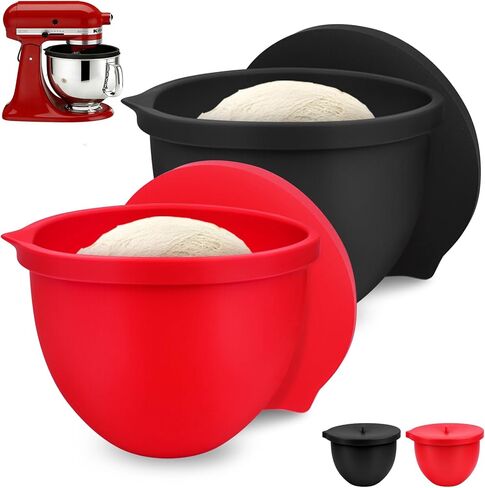 SelfTek Silicone Bowl Liners for 5 Qt KitchenAid Mixers - Accessories and Attachments for Cooking and Baking, Heat-Resistant & Easy to Clean, Protects Mixing Bowl（Black） in Saudi Arabia