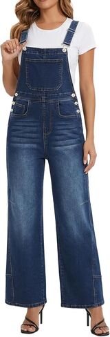 Women's Denim Overalls Loose Fit Baggy Overalls Wide Leg Barrel Jean with Pockets Adjustable Straps in Saudi Arabia