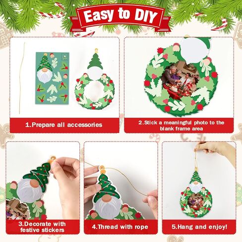 28 حزمة عيد الميلاد إطار الصورة الحرفية عدة للأطفال، شخصية عيد الميلاد DIY إطار الصورة ورقة الحرف الزنجبيل ثلج شنقا الحلي لشجرة عيد الميلاد عطلة الشتاء الفن المنزل الأنشطة الصفية in Kuwait