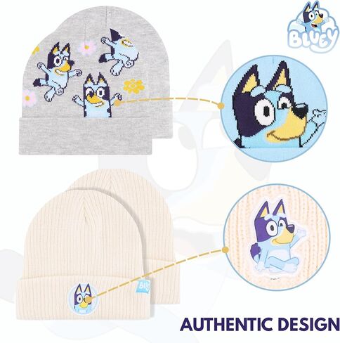 Bluey Toddler Winter Hat 2-Pack – Soft Knit Beanies with Warm Cuffed Design – Cozy Hats for Boys & Girls Ages 2–5 in Saudi Arabia