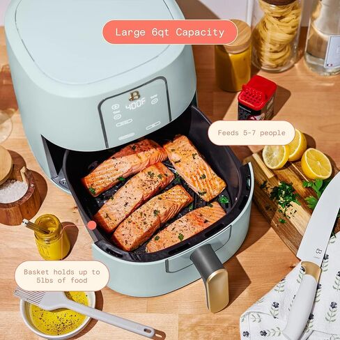 Beautiful 6 Qt Air Fryer with Touchscreen by Drew Barrymoree, TurboCrisp Technology, EverGood Ceramic Nonstick, 4 Functions (Black) in Saudi Arabia