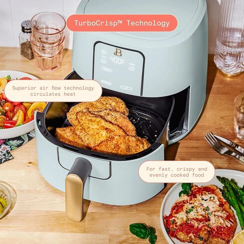 Beautiful 6 Qt Air Fryer with Touchscreen by Drew Barrymoree, TurboCrisp Technology, EverGood Ceramic Nonstick, 4 Functions (Black) in Saudi Arabia