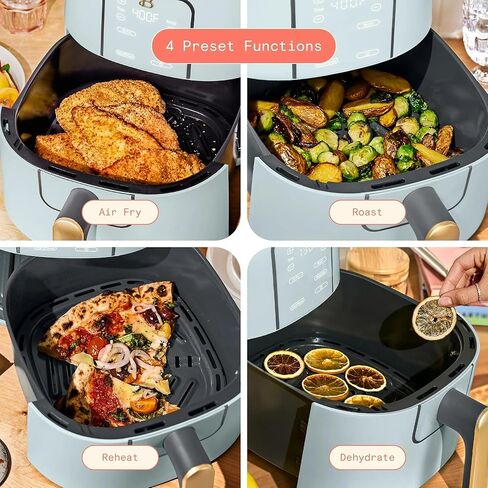 Beautiful 6 Qt Air Fryer with Touchscreen by Drew Barrymoree, TurboCrisp Technology, EverGood Ceramic Nonstick, 4 Functions (Black) in Saudi Arabia