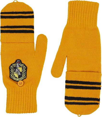 Harry Potter Slytherin Knitted Fingerless Gloves with Convertible Mitten Cover - Forest Green & Gray Striped Design with House Crest - Warm Winter Accessory for Fans & Collectors - Adults and Teens in Kuwait