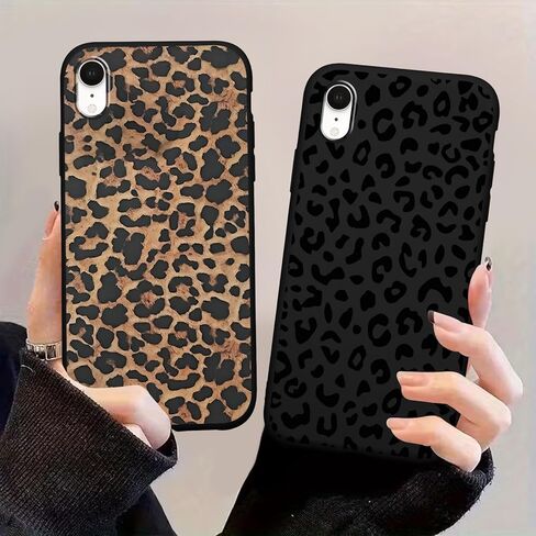 عبوتان لهاتف iPhone 13/iPhone 14 مقاس 6.1 بوصة، حافظات بطباعة الفهد، حافظات بتصميم فاخر لطيف بنمط طباعة الفهد للنساء والرجال والفتيات، غطاء حماية ناعم من السيليكون المقاوم للصدمات والخدش in Kuwait