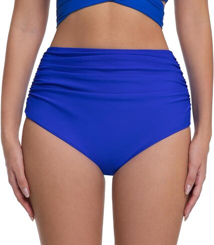COCOPEAR Sexy High Waisted Bikini Bottoms for Women Ruched Mesh Swim Bottoms for Women Classic Full Coverage Bikini Bottoms in Saudi Arabia