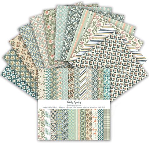 Scrapbook Paper Double Sided 6x6 in Decorative Craft Paper for Scrapbooking, 24 Sheets Patterned Background Papers for Junk Journals Greeting Cards Decoration (Spring 02) in Saudi Arabia