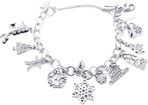 S925 JA Christmas Charm Bracelet, made of pure silver, with holiday enamel charm in Saudi Arabia