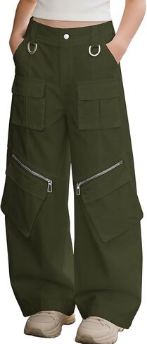 SANGTREE Girl Parachute Pants متعدد الجيوب والسحابات (بدون حزام)، 3 سنوات - 14 سنة in Saudi Arabia