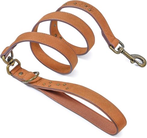 Blueberry Pet Premium Red Leather Dog Leash with Gold Baroque Embroidery in Kuwait