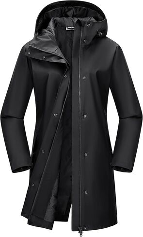 Outdoor Ventures Women's Waterproof Long Rain Jackets Lightweight Rain Coats with Hood Trench Coats PU Windbreaker in Saudi Arabia