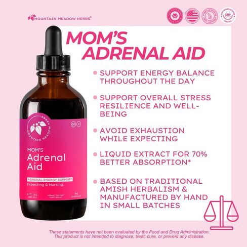 Mountain Meadow Herbs Mom's Adrenal Aid - 4oz - دعم الغدة الكظرية - إدارة صحة الغدة الكظرية يوميًا للتعب بسبب الإجهاد in Saudi Arabia