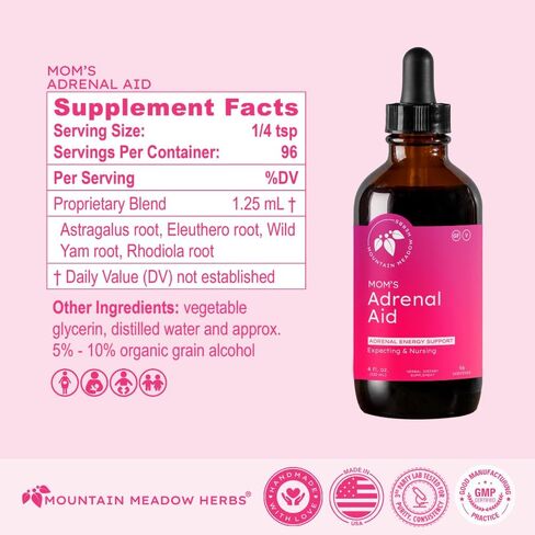 Mountain Meadow Herbs Mom's Adrenal Aid - 4oz - دعم الغدة الكظرية - إدارة صحة الغدة الكظرية يوميًا للتعب بسبب الإجهاد in Saudi Arabia