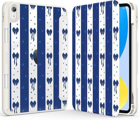 حافظة Supveco اللطيفة لجهاز iPad A16 الجيل الحادي عشر 11 بوصة (2025)، iPad الجيل العاشر 10.9 بوصة (2022)، غطاء حماية شفاف ثلاثي الطي مع حامل أقلام، تنبيه/غفو تلقائي، قوس وردي in Kuwait