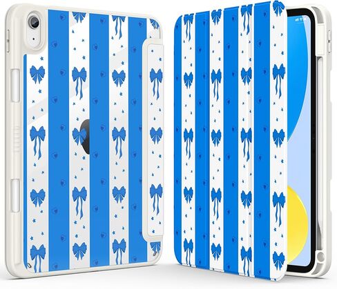 Supveco Cute Case for iPad A16 11th Generation 11 inch (2025),iPad 10th Generation 10.9 inch (2022),Clear Trifold Stand Protective Cover with Pencil Holder,Auto Wake/Sleep, Pink-Bow in Saudi Arabia