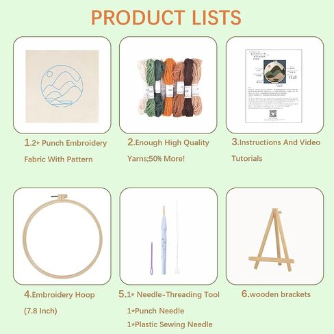 Nuvani Punch Needle Kits للبالغين المبتدئين DIY مجموعة أدوات تطريز العشب مع فيديو تعليمي، نسيج إبرة لكمة مع أنماط وأدوات مطبوعة مسبقًا، خيوط، طوق، تعليمات (عشب) in Kuwait