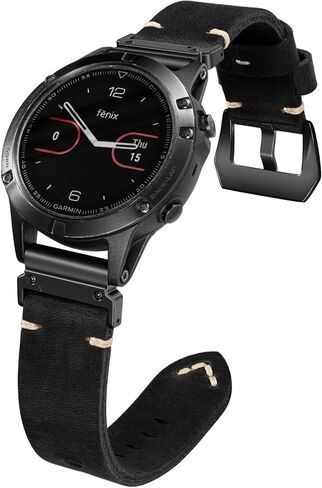 سوار جلدي مزدوج الجوانب مصنوع يدويًا متوافق مع سوار ساعة Garmin 22 مم/26 مم، تصميم كلاسيكي سريع من الجلد الأصلي لـ Garmin Fenix ​​8/7/6 Pro/5 Plus/Tactix/MARQ/Endur/Quatix/Forerunner 935/945 in Kuwait