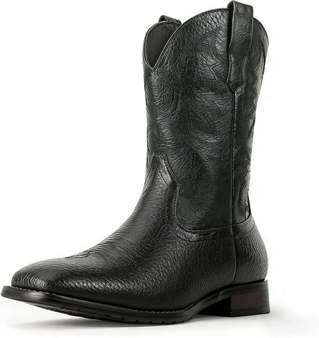 Mofri Cowboy Boots for Men Square Toe Western Classic Slipered Slip على حذاء رجال كعب مكتنزة in Kuwait