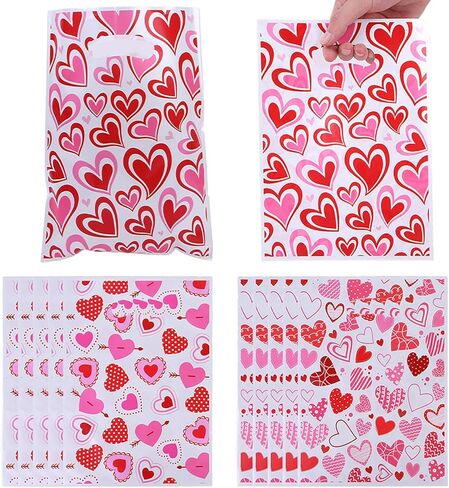 LYLYNB Valentines Organza Bags 40Pcs Mixed Size Heart Gift Bags Drawstring Sheer Mesh Goody Bags Cute Red Heart Jewelry Bags for Valentine Mother's Day Wedding Birthday Party Favors in Saudi Arabia