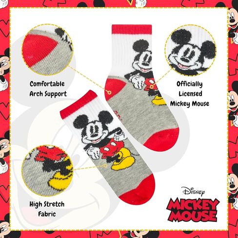 Disney Mickey Mouse Boys 5‑Pack Crew Socks + Plush Pencil Case Set – Official Character Socks for Boys Ages 2-6 with Bonus Zippered Pencil Case in Saudi Arabia