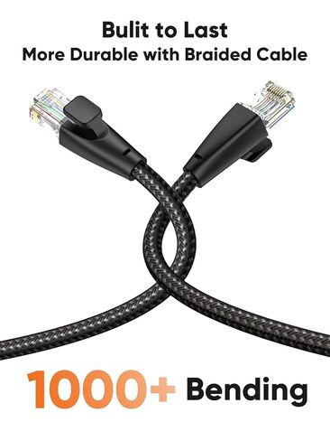 كابل إيثرنت Cat 6 مضفر Cat6 جيجابت عالي السرعة 1000 ميجابت في الثانية كابل إنترنت RJ45 شبكة LAN سلك 26AWG متوافق مع جهاز توجيه التلفزيون الذكي PC PS5 PS4 PS3، 3.3FT in Saudi Arabia
